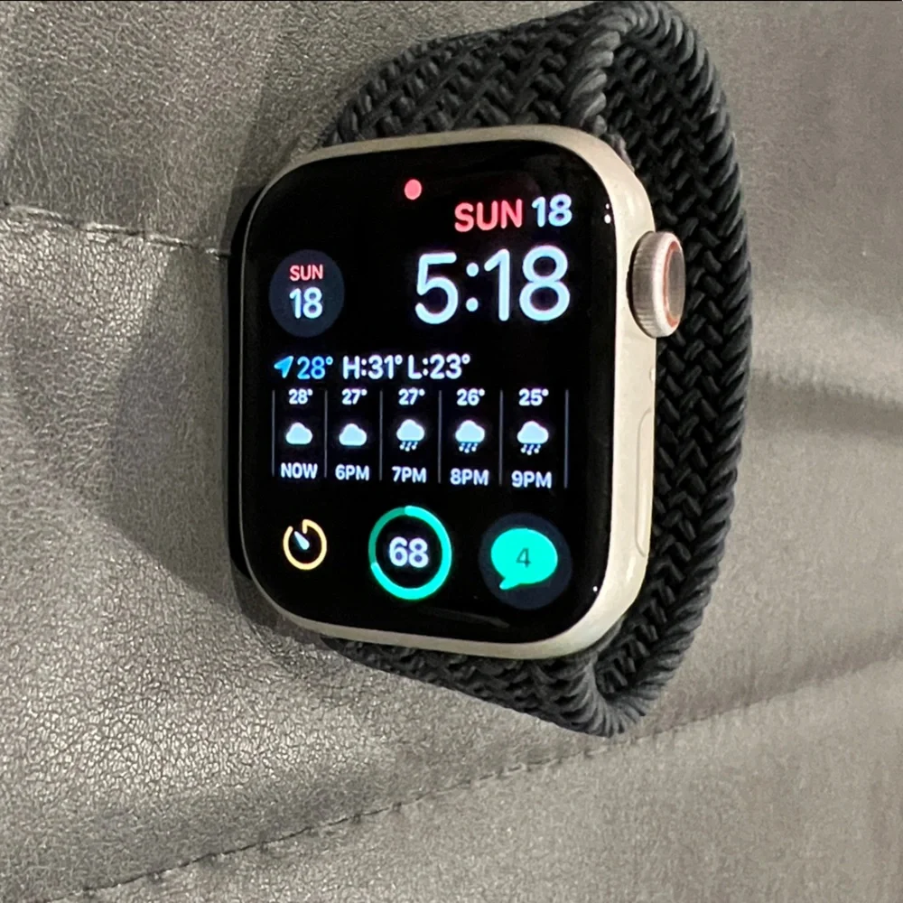 Apple Watch 41mm Series 7 LTE Cellular GPS with Midnight Braided Solo Loop Band